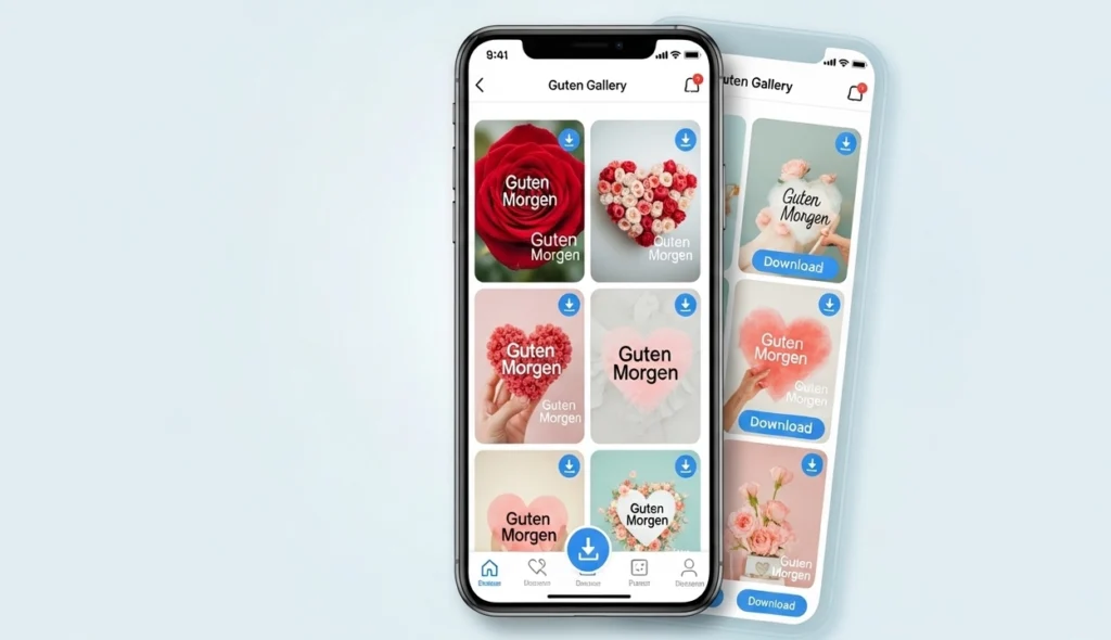 Romantische Guten Morgen Bildergalerie auf Smartphone mit Download-Option